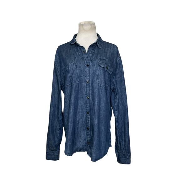 Cotton On blue denim buttoned long sleeves shirt size large - Picture 8 of 10